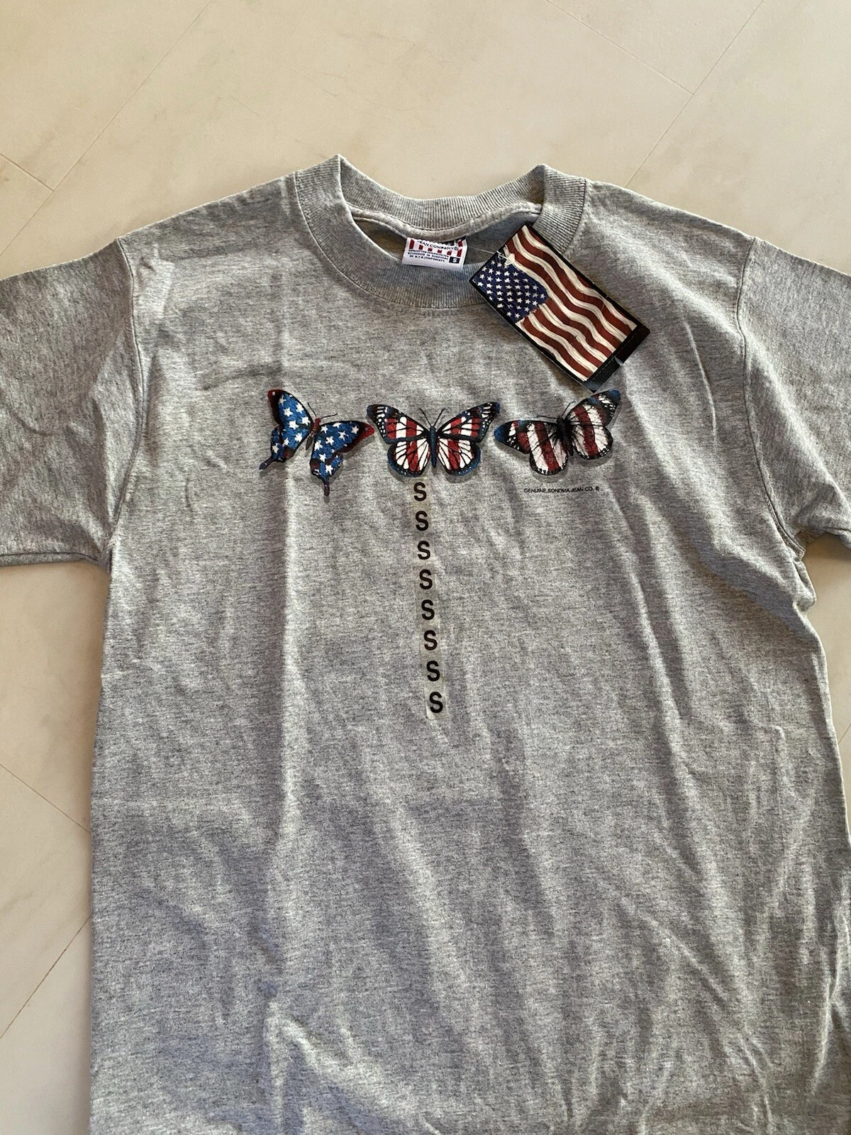 SONOMA - Adult Small USA America Butterfly Gray T-shirt - *NEW*