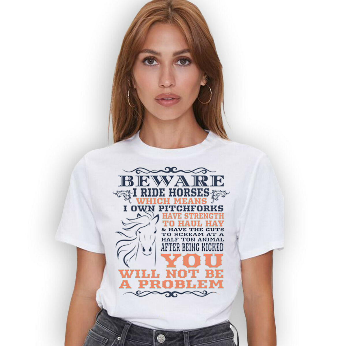 Beware I Ride Horses Horseback Riding T-Shirt Beware I Ride Horses Horseback Riding T-Shirt