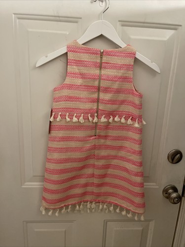 GB girls Pink White Striped Spring Dress Size 7 - Picture 6 of 7