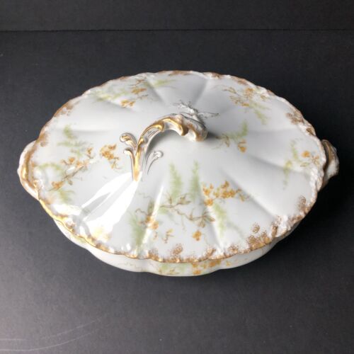 Theo Haviland Limoges France Antique Porcelaine Covered Oval Vegetable Bowl 1895 - Picture 2 of 24