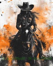 Dark and Sinister Cowgirl AI Digital Image Print 8x10 Museum Paper Ink T49