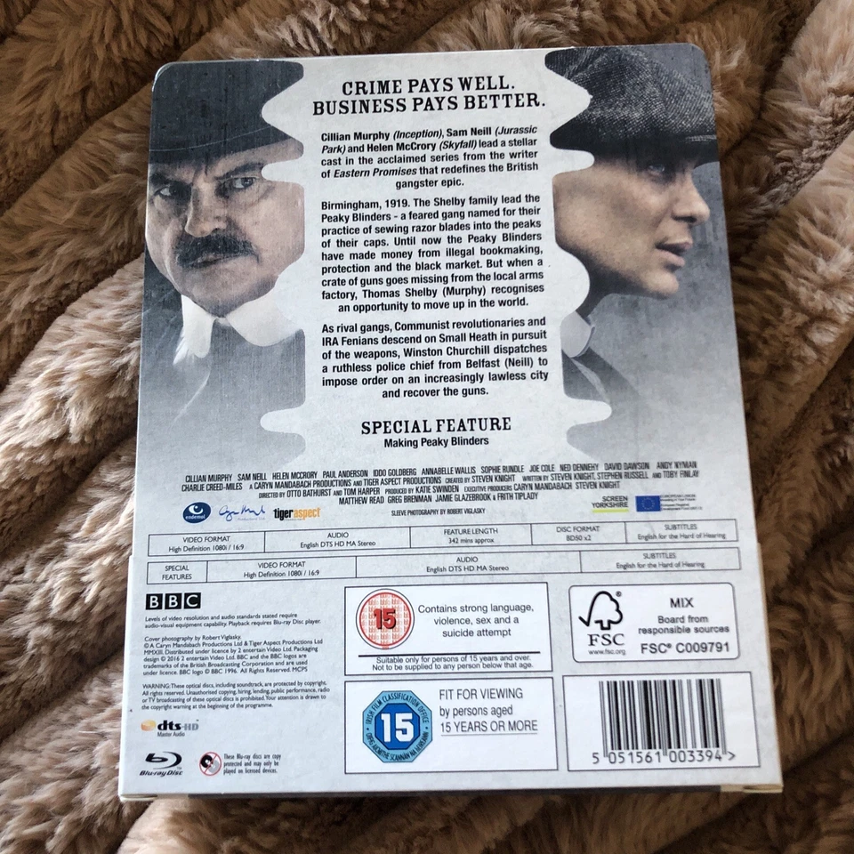PEAKY BLINDERS : SERIES 1 - UK EXCLUSIVE BLU RAY STEELBOOK Mint - Image 2 of 3