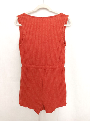 En Creme Sleeveless Shortalls Romper V Neck Drawstring Waist