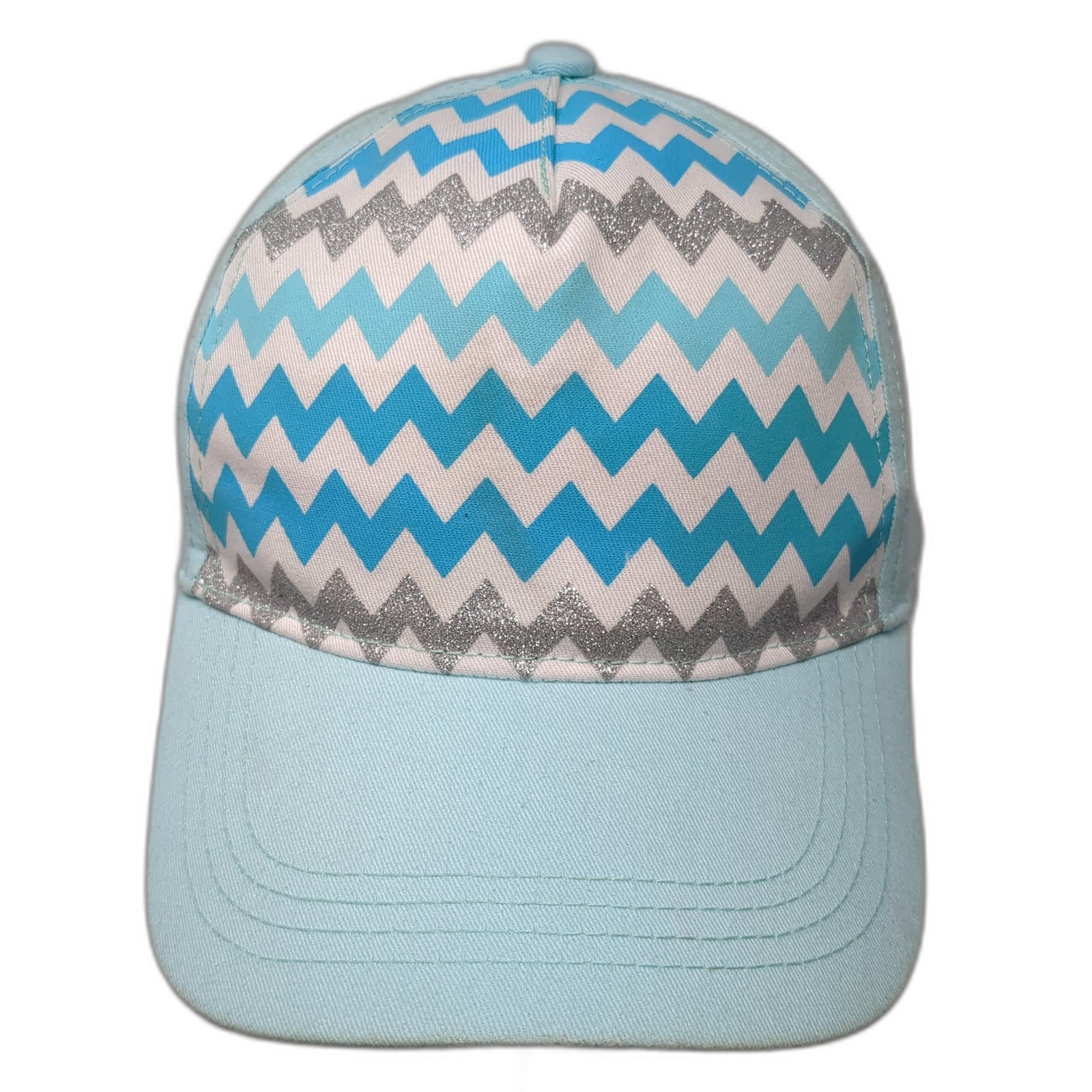 Chevron Pattern Strapback 5 Panel Cap Blue One Si… - image 1
