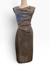 Vince Camuto Size 4 Silver Pewter Metallic Ruched Cocktail Dress