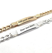Silver ID Identity Curb Bracelet 8mm Personalised Engraved Unisex 925 Sterling