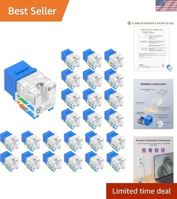 25 Ultra-Reliable Cat6 RJ45 Keystone Jacks - Fast 10Gbps Network Performance