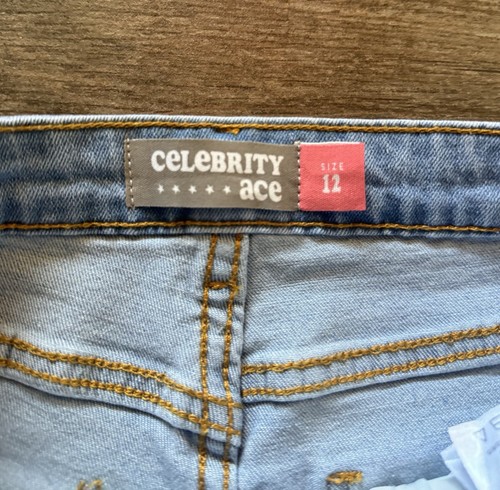 Celebrity Ace Girls Youth Flare Stretch Jeans Size 12 Distressed Light Wash - Picture 4 of 9