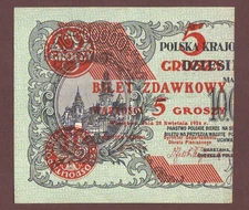 POLAND  Ministry of Finance  5 Groszy 1924  Left Half