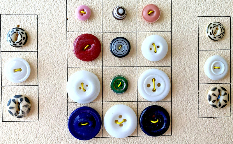 Assorted  Antique China Buttons - large size solid bodies, ink well shape