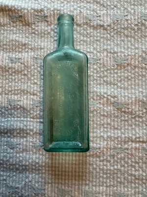 Antique Dr. Kilmer's Cough Cure Consumption Oil Bottle Aqua Glass Binghamton NY