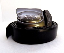 Image of ARMANI Exchange Men Leather Belt S Black dark steel