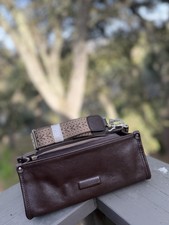 Brown Shoulder Bag with Detachable Strap Zipper Accent Women's Solid