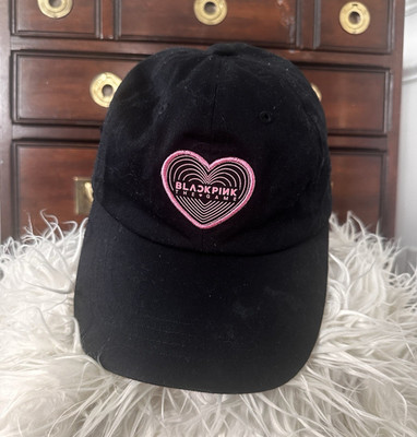 BLACKPINK Heart Logo Graphic Adjustable Strapback Baseball Cap Hat Black/Pink
