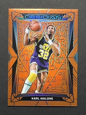 2023-24 Panini Obsidian - Karl Malone #110 Electric Etch Orange Flood /99