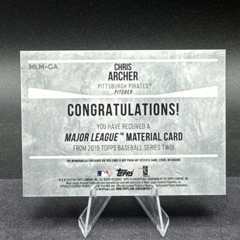 2019 Topps Major League Materials Chris Archer - Image 2 of 2