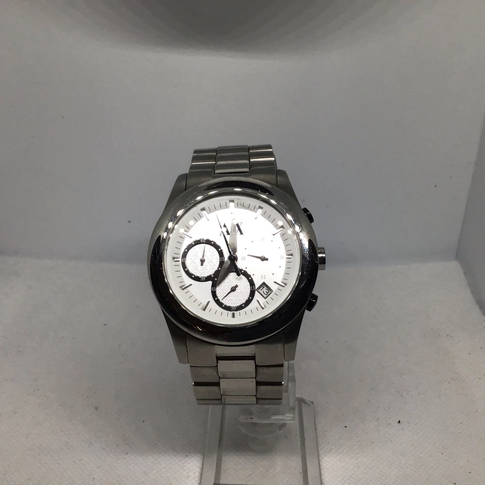 Reloj cronógrafo de cuarzo para hombre Armani Exchange AX5002 44 mm esfera blanca plateado SS Foto 2 de 4