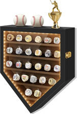 Championship Ring Display Case - 25 Ring Posts Baseball Ring Holder with LED Lig
