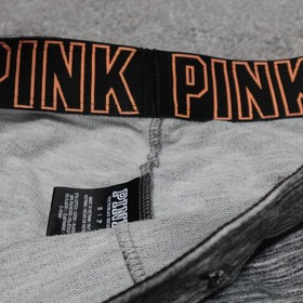 Victoria's Secret PINK Jogger Pants Women's Small Heather Gray Orange Stripes