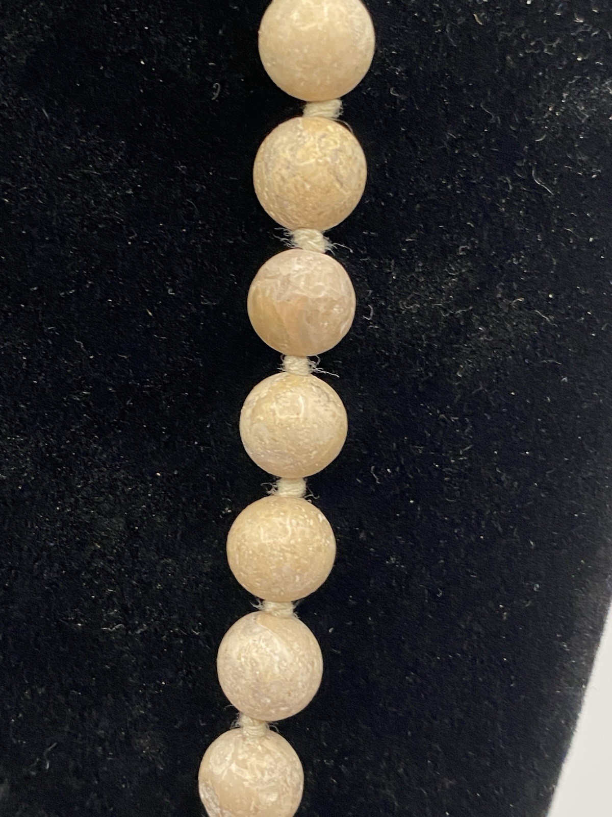 Leopard Skin Jasper Carved Ducks Ducklings Stone Bead Beaded Necklace Knotted