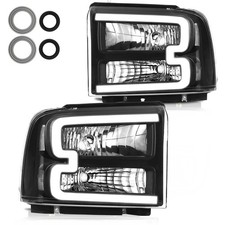 Bincmay Halogen Headlight Assembly LED DRL, Black Housing Clear Relfector-DRL