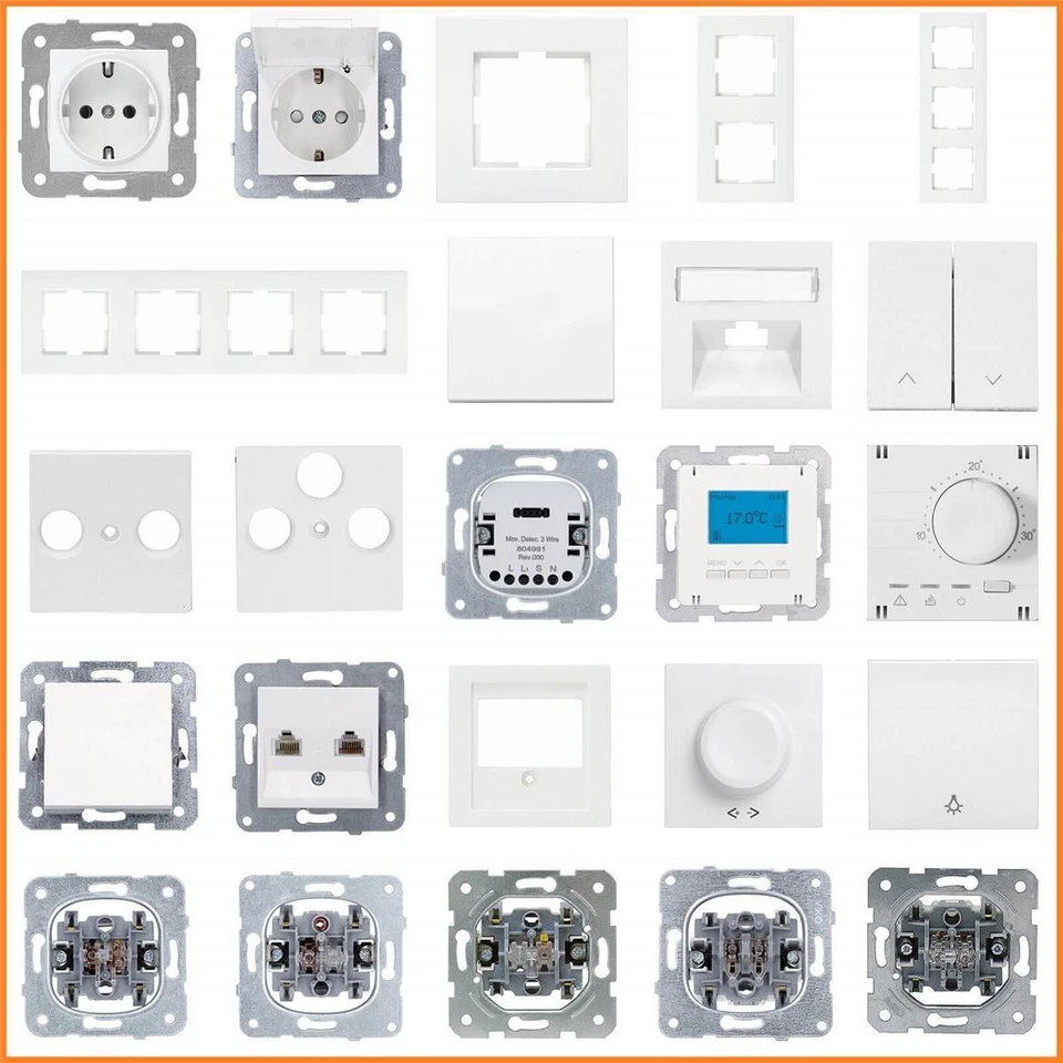 Voxura Concept Art Steckdose Schalter Taster Dimmer Wippe Rahmen Weiß Auswahl