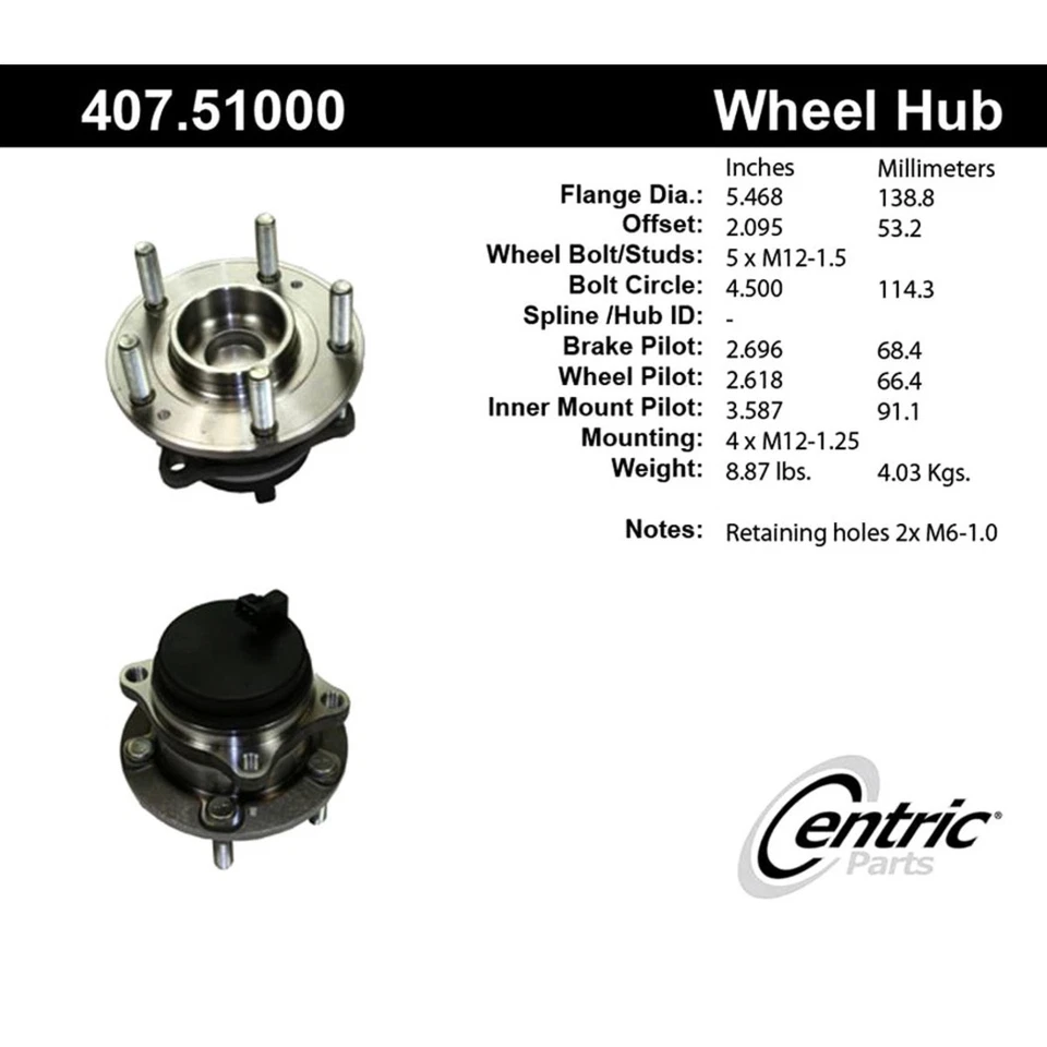 407.51000E Buje de rueda centrado lado trasero conductor o pasajero derecho izquierdo/derecho Foto 3 de 3