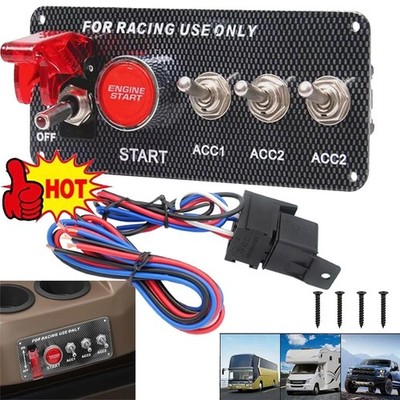 12V Rennwagen Zündschalter Panel Motorstart Druckknopf Kippstarter NEU