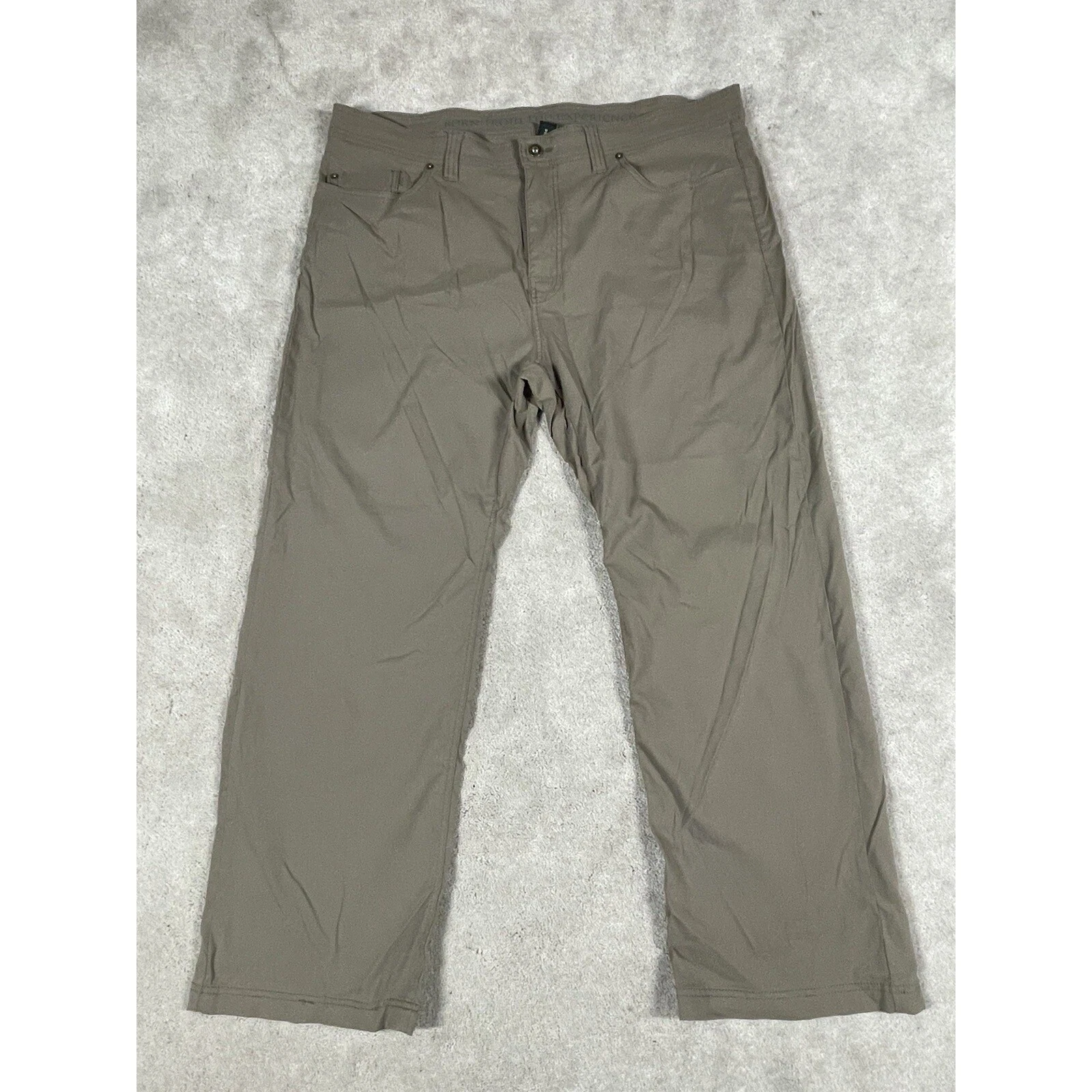 Prana Zion Slim Fit Pants Mens 40x30 Khaki Green Outdoor Hiking Performance