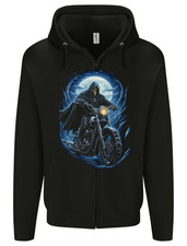 Skull Biker Motorcycle Motorbike Grim Reaper 15 Mens Zip Up Hoodie