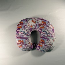 Hello Kitty Travel Neck Pillow Pink Airplane Smile Vacation Adult Child Button