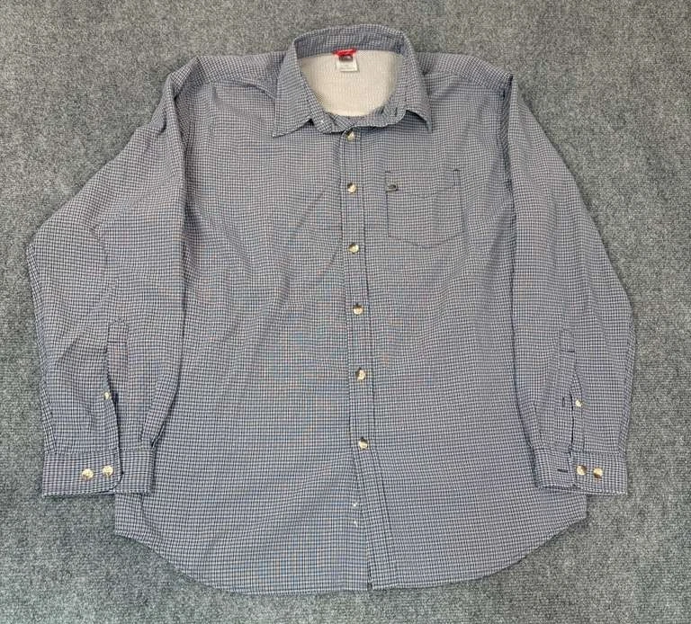 The North Face Shirt Mens Large Blue Plaid Long Sleeve Button Up Vented Hiking