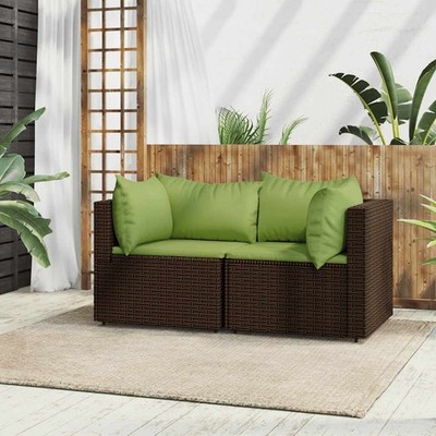 Garten Ecksofa mit Kissen Gartenmöbel Lounge Set Sitzgruppe Poly Rattan vidaXL