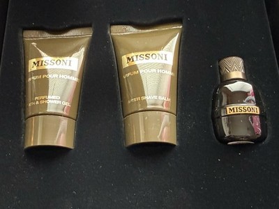 NEW Missoni Pour Homme 3pc Gift Set EDP Mini 5ml Shower Gel After Shave Balm NIB
