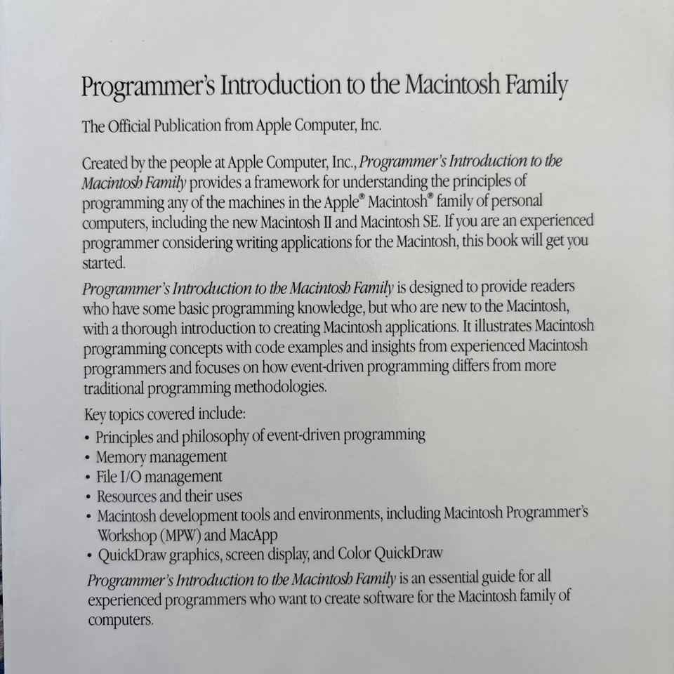 Vintage Apple Macintosh Book: Programmers Introduction To The Macintosh Family - Image 3 of 4
