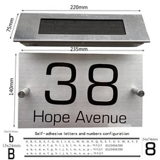 Solar Light Door Sign Numbers House Sign Plaques Door Personalised Name Plate