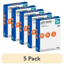 5 Pack Copy Paper 8.5" X 11" 92 Bright White 20 Lb. 500 Sheets Each