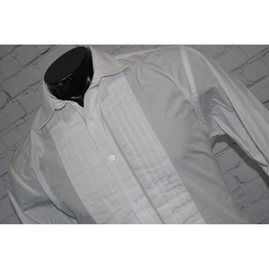 Lauren Ralph Lauren Tuxedo Shirt Men Large 16 34/35 White Pleated French Cuff