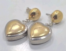 Beautiful Modern Sterling Silver 925 Dangle Heart Ladies Pierced Earrings