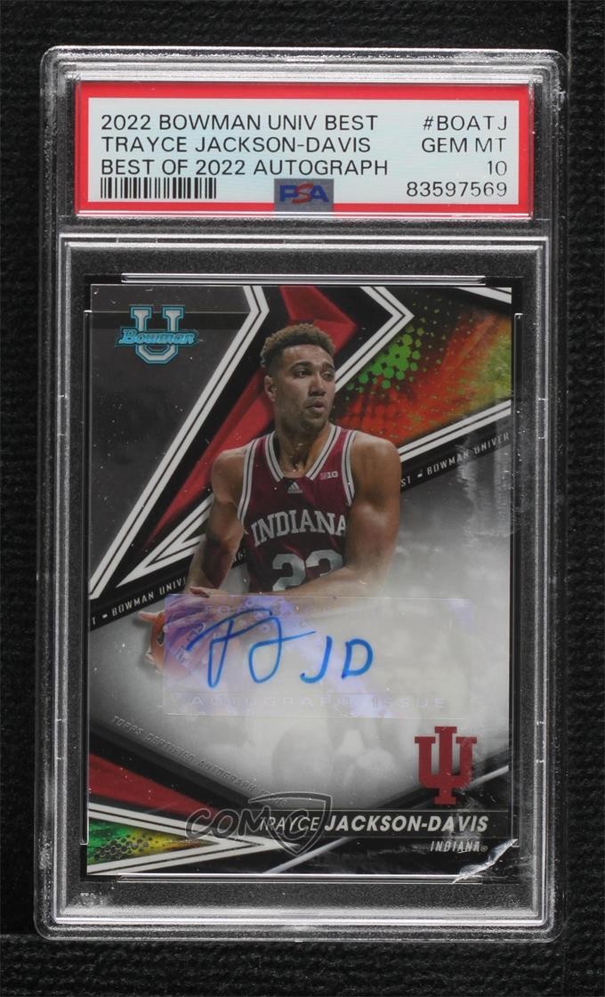 2022-23 Bowman U Best of 2022-23 Trayce Jackson-Davis PSA 10 GEM MT Auto 3hd
