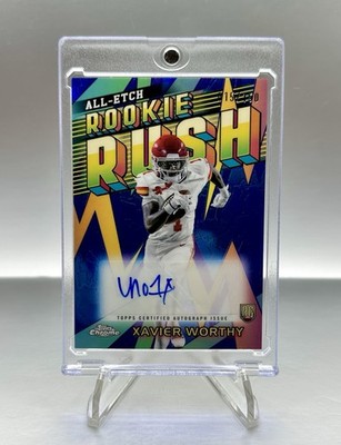 2024 Topps Chrome - Xavier Worthy All-Etch Rookie Rush Auto Blue /150 (RC)