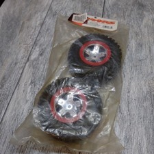 Traxxas 5873A SCT Off Road Black Chrome Tire Wheels 2 Rear