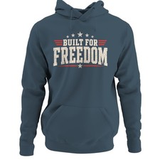 Mens Hoodie - Built For Freedom Vintage Stars