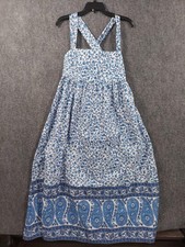 J Crew Dress Womens 8 Blue Floral Paisley Sleeveless Midi Sundress Fit & Flare