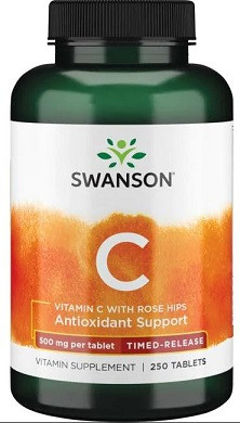 Swanson Vitamin C with Rose Hips Timed-Release, 500mg - 250 (426,22 EUR/kg)