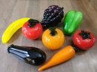 Group of 9 Murano Art Glass Hand Blown Fruit & Vegetable Mid Century Decor