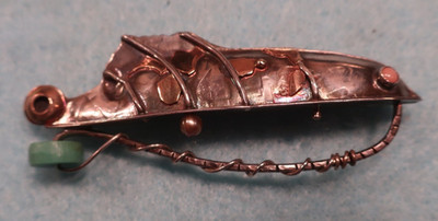 Sterling & 14K Abstract Brooch; 1 gemstone; Made in USA by Peggy Johnson, 1999