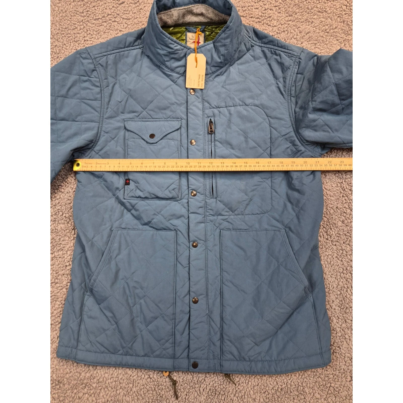 NWT Relwen Quilted Insulated Tanker Jacket Men's Size L Light Blue Color (1479) image 7