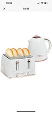 HOMCOM 1.7L Kettle & Toaster Set White Defrost Reheat
