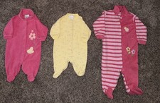 3 Vintage Carter's Terry Cloth/Cotton Sleeper  s Pink Flowers 0-3/3-6 M Bundle